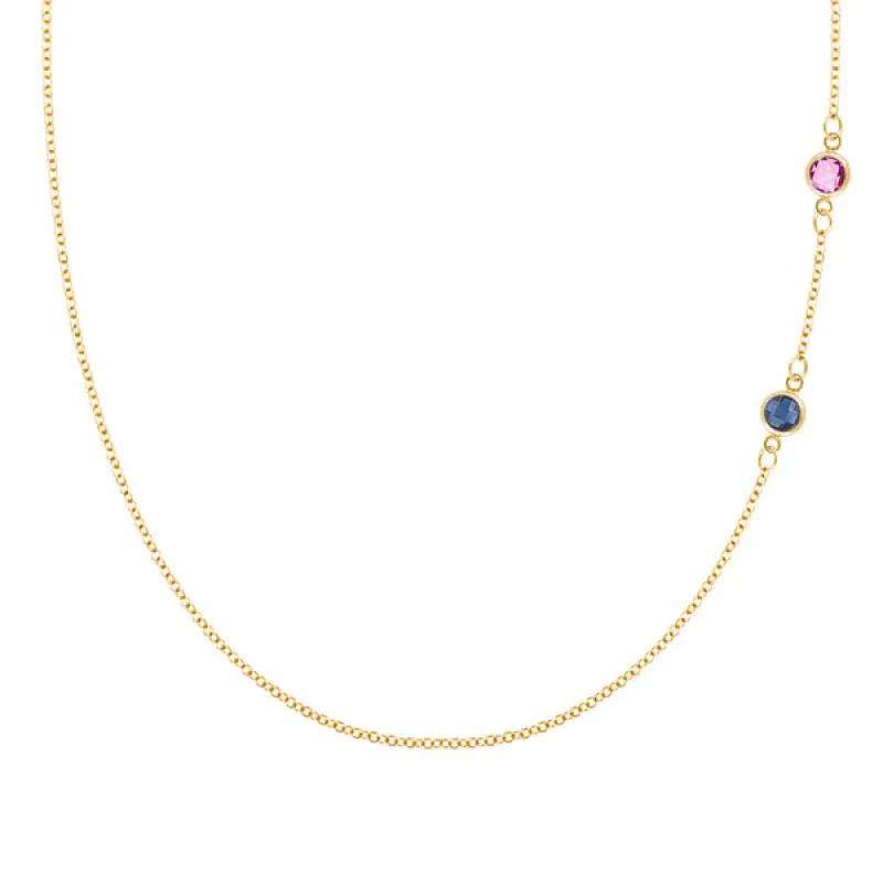 Personalized Classic 2 Birthstone Necklace in 14k Gold sold by Haverhill