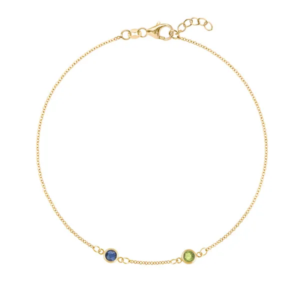 Personalized Classic 2 Birthstone Bracelet in 14k Gold sold by Haverhill