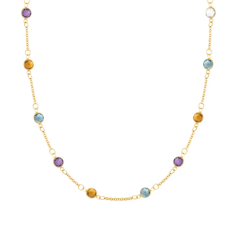 Personalized Classic 10 Birthstone Necklace in 14k Gold sold by Haverhill