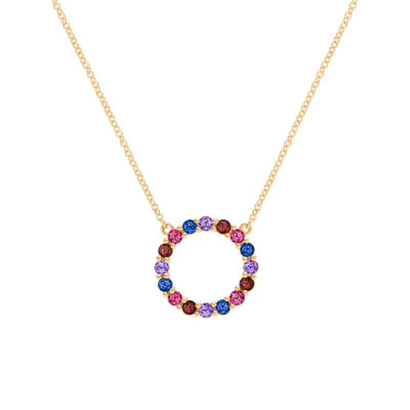 Personalized Rosecliff Circle Birthstone Necklace in 14k Gold sold by Haverhill