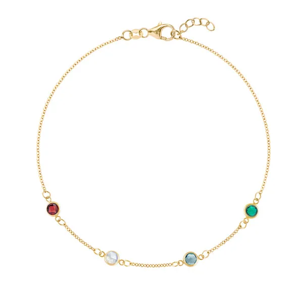 Personalized Classic 4 Birthstone Bracelet in 14k Gold sold by Haverhill