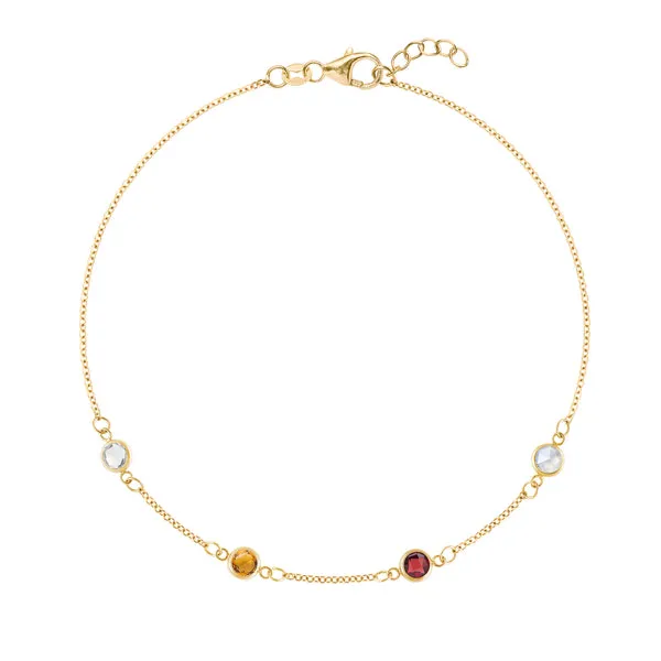 Personalized Classic 4 Birthstone Bracelet in 14k Gold sold by Haverhill
