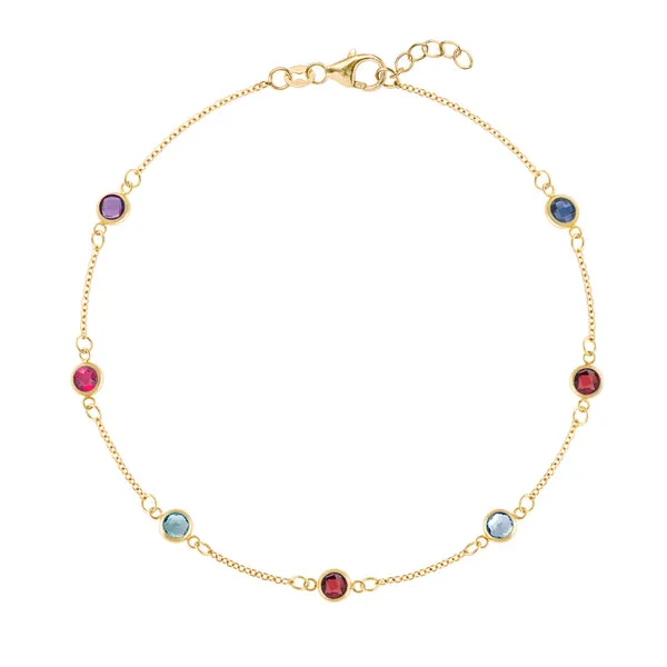 Personalized Classic 7 Birthstone Bracelet in 14k Gold sold by Haverhill