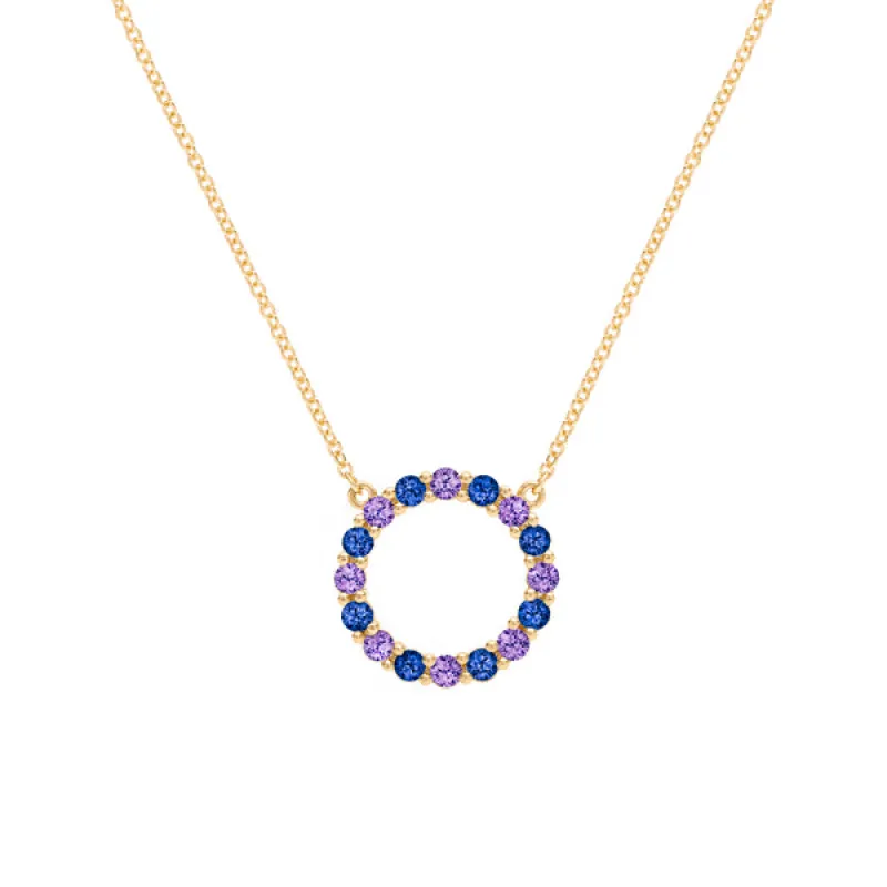 Personalized Rosecliff Circle Birthstone Necklace in 14k Gold sold by Haverhill