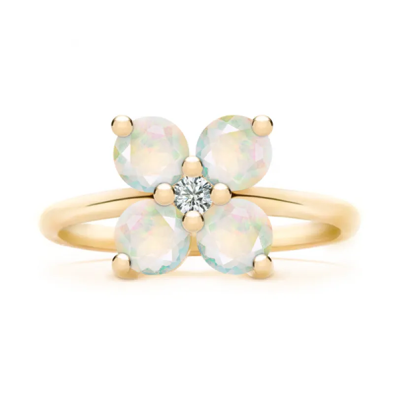 Personalized Greenwich 4 Birthstone & Diamond Ring in 14k Gold sold by Haverhill