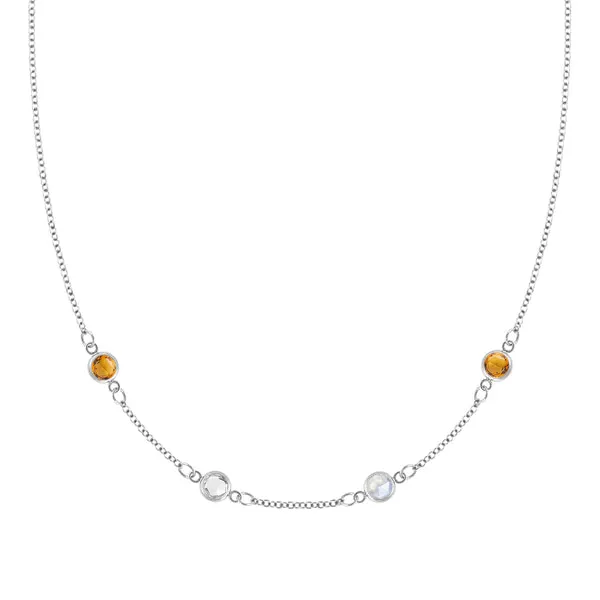 Personalized Classic 4 Birthstone Necklace in 14k Gold sold by Haverhill