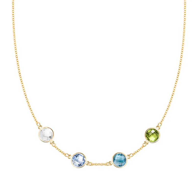 Personalized Grand 4 Birthstone Necklace in 14k Gold sold by Haverhill