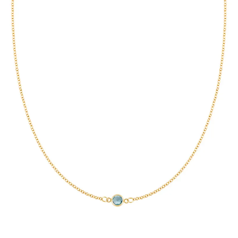 Personalized Classic 1 Birthstone Necklace in 14k Gold sold by Haverhill
