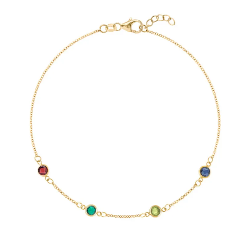 Personalized Classic 4 Birthstone Bracelet in 14k Gold sold by Haverhill