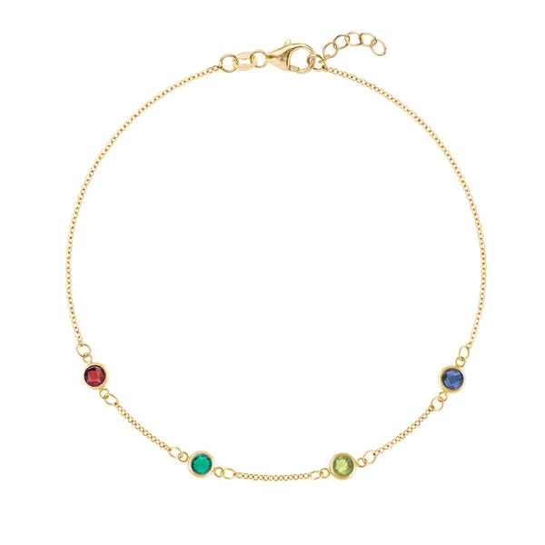 Personalized Classic 4 Birthstone Bracelet in 14k Gold sold by Haverhill