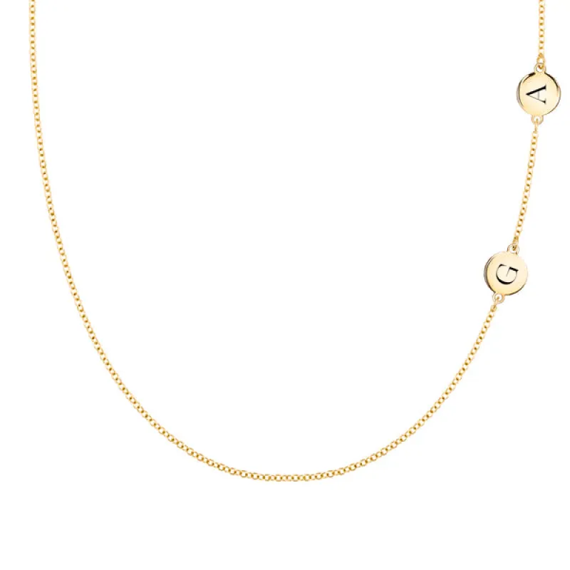 Personalized 2 Letter Necklace in 14k Gold (Double Spacing) sold by Haverhill