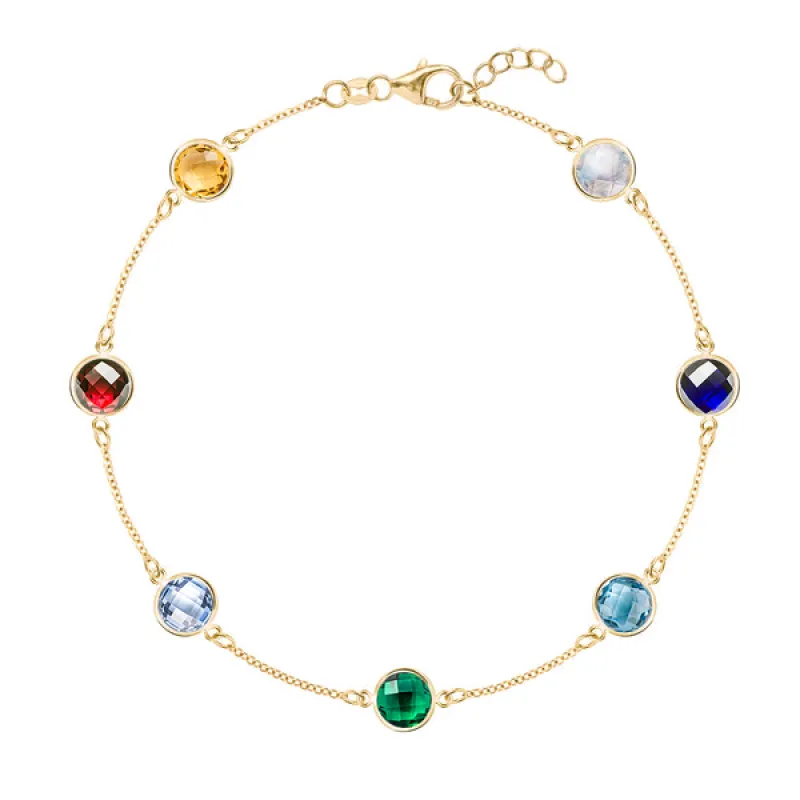 Personalized Grand 7 Birthstone Bracelet in 14k Gold sold by Haverhill