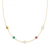 Personalized Classic 5 Birthstone Necklace in 14k Gold sold by Haverhill