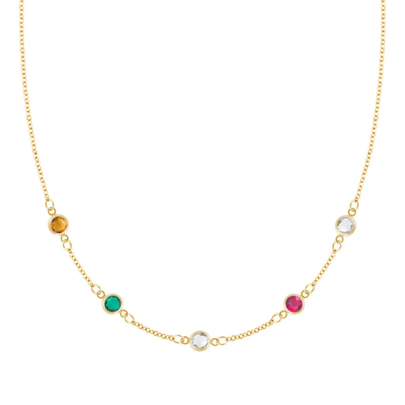 Personalized Classic 5 Birthstone Necklace in 14k Gold sold by Haverhill