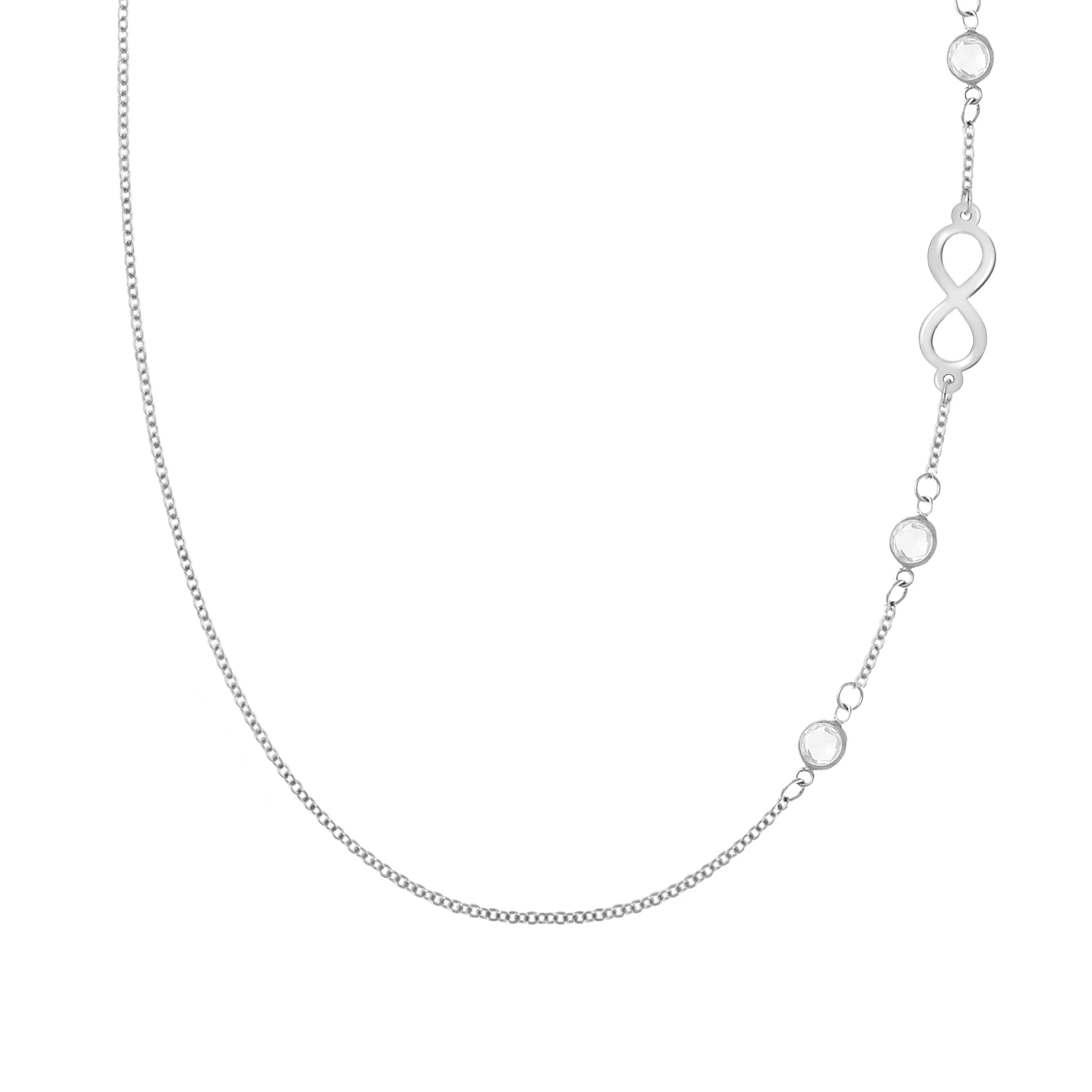 Personalized Classic Infinity & 3 Birthstone Necklace in 14k Gold sold by Haverhill product image thumbnail 5