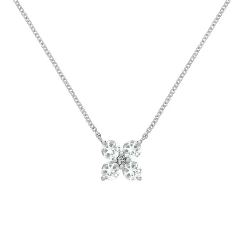 Personalized Greenwich 4 Birthstone & Diamond Necklace in 14k Gold sold by Haverhill