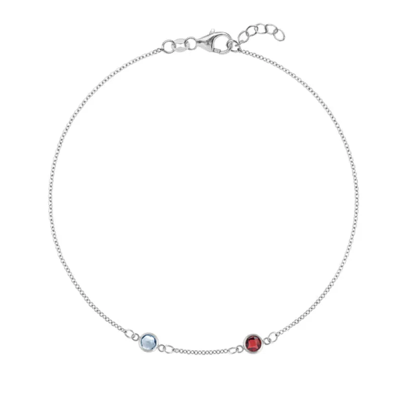 Personalized Classic 2 Birthstone Bracelet in 14k Gold sold by Haverhill