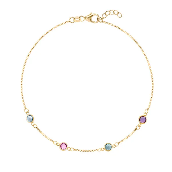 Personalized Classic 4 Birthstone Bracelet in 14k Gold sold by Haverhill