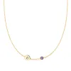 Personalized Classic 1 Letter & 1 Birthstone Necklace in 14k Gold (Single Spacing) sold by Haverhill
