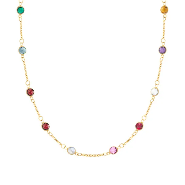 Personalized Classic 10 Birthstone Necklace in 14k Gold sold by Haverhill
