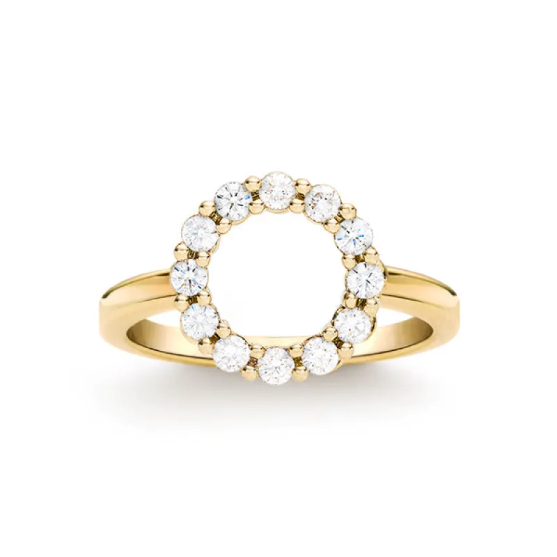 Personalized Rosecliff Small Circle Birthstone Ring in 14k Gold sold by Haverhill