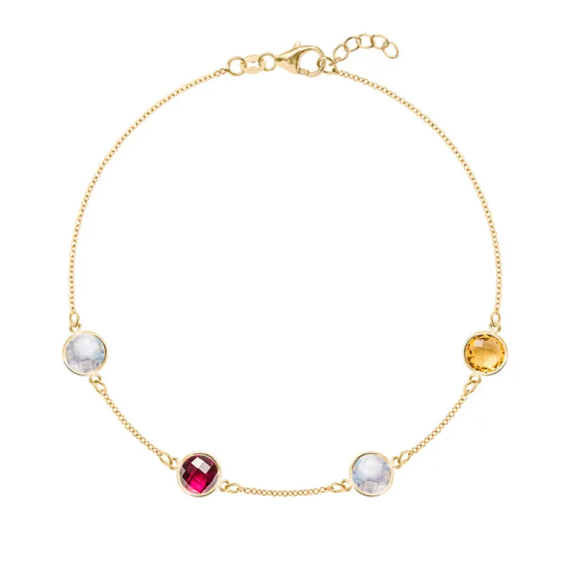 Personalized Grand 4 Birthstone Bracelet in 14k Gold sold by Haverhill