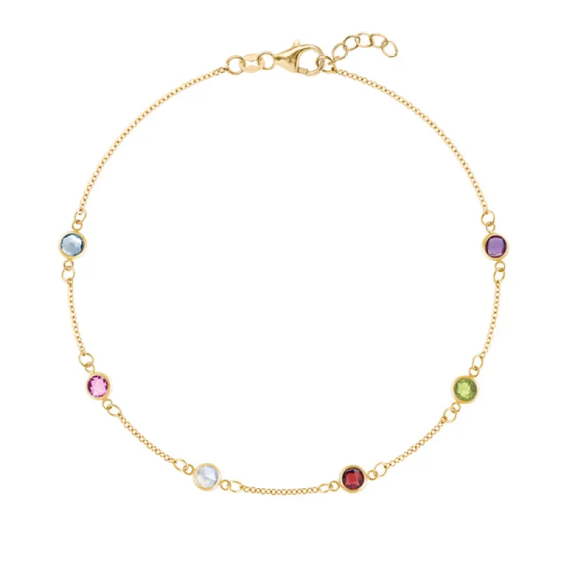 Personalized Classic 6 Birthstone Bracelet in 14k Gold sold by Haverhill