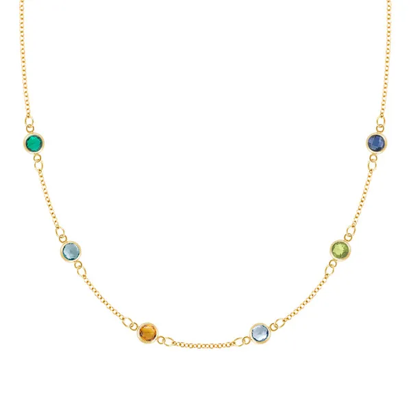 Personalized Classic 6 Birthstone Necklace in 14k Gold sold by Haverhill