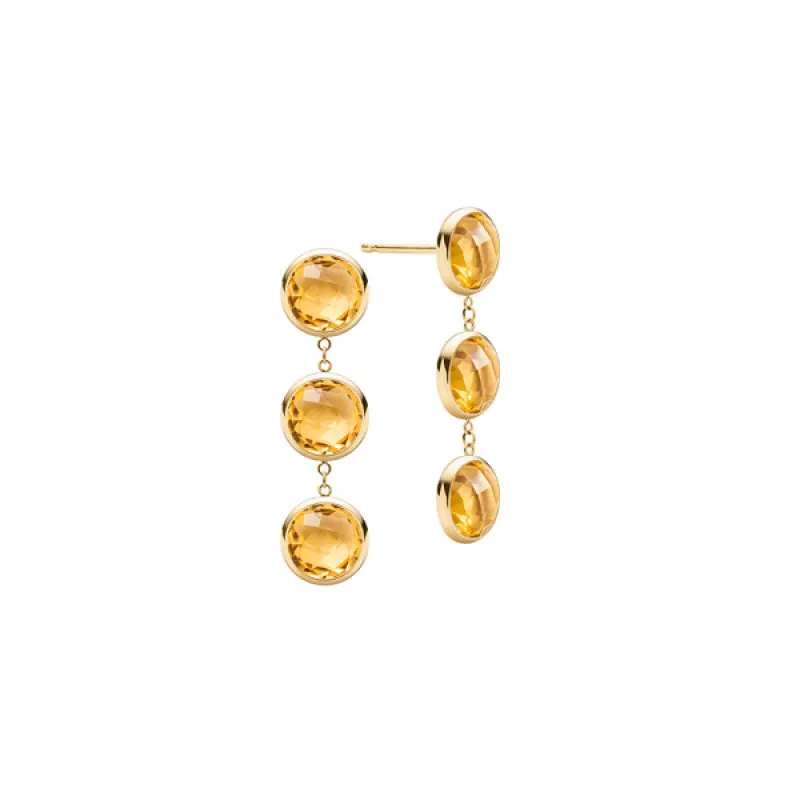 Personalized Newport Grand 3 Birthstone Earrings in 14k Gold sold by Haverhill