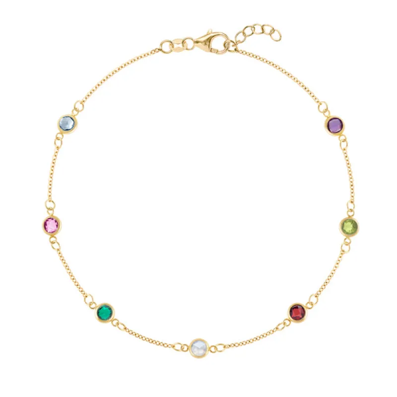 Personalized Classic 7 Birthstone Bracelet in 14k Gold sold by Haverhill