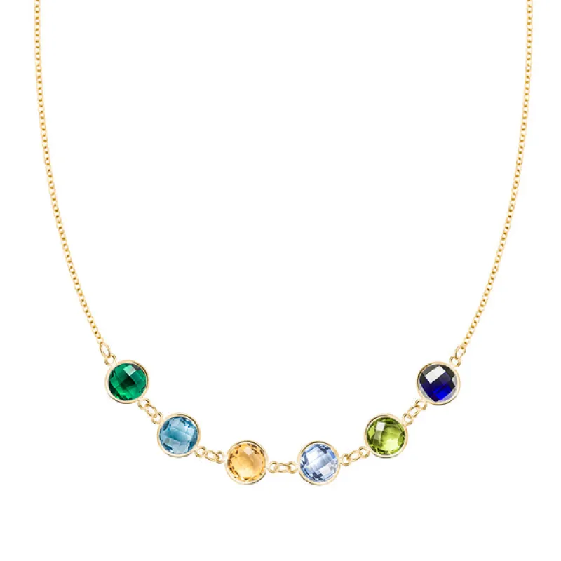 Personalized Grand 6 Connected Birthstone Necklace in 14k Gold sold by Haverhill