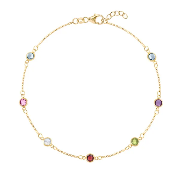 Personalized Classic 7 Birthstone Bracelet in 14k Gold sold by Haverhill