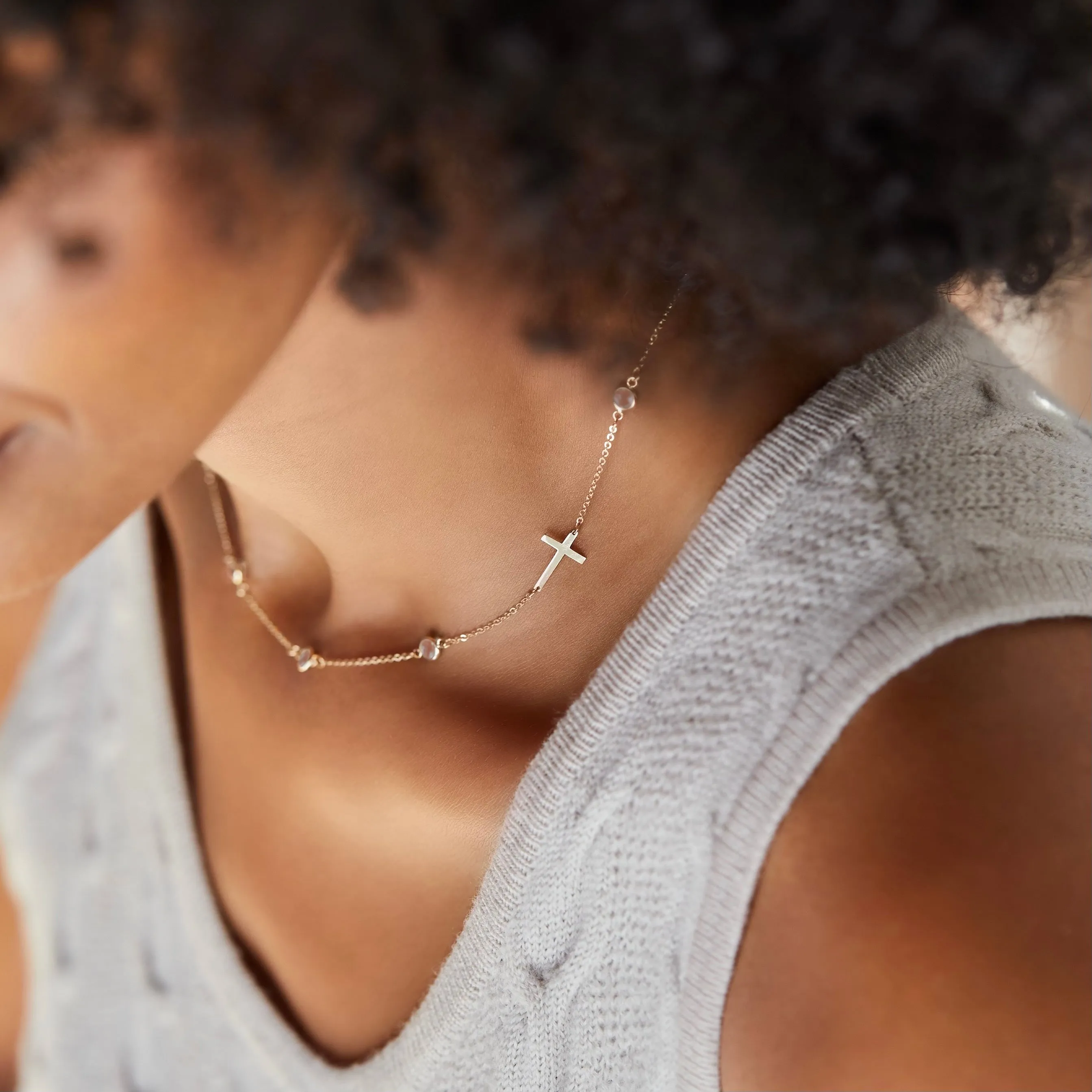 Personalized Bayberry Birthstone Cross Necklace in 14k Gold sold by Haverhill product image thumbnail 2