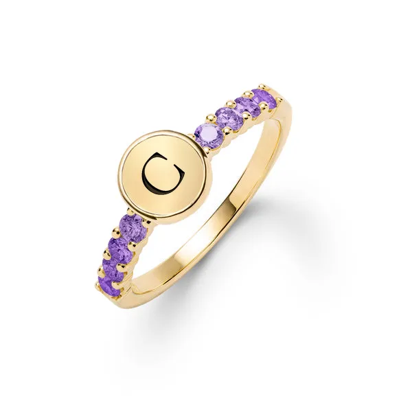 Personalized Rosecliff Letter Ring in 14k Gold sold by Haverhill