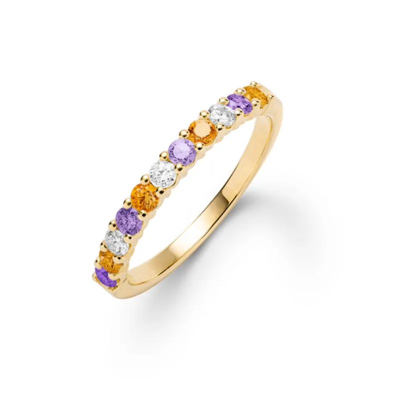Personalized Rosecliff Birthstone Stackable Ring in 14k Gold sold by Haverhill