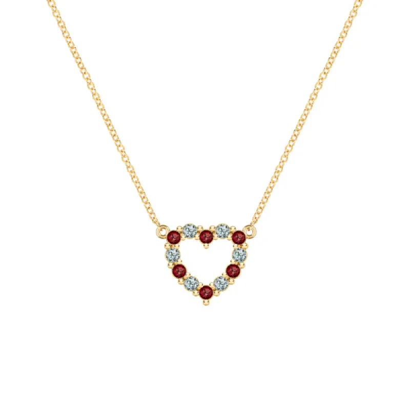 Personalized Rosecliff Small Heart Birthstone Necklace in 14k Gold sold by Haverhill