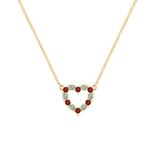 Personalized Rosecliff Small Heart Birthstone Necklace in 14k Gold sold by Haverhill