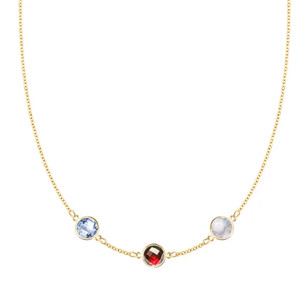 Personalized Grand 3 Birthstone Necklace in 14k Gold sold by Haverhill