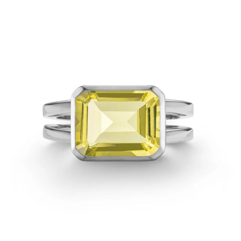 Personalized Warren Horizontal Birthstone Ring in 14k Gold sold by Haverhill