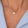 Personalized Classic 1 Letter & 2 Birthstone Necklace in 14k Gold sold by Haverhill