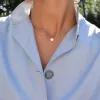 Personalized Classic 1 Letter & 2 Birthstone Necklace in 14k Gold sold by Haverhill