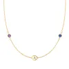 Personalized Classic 1 Letter & 2 Birthstone Necklace in 14k Gold sold by Haverhill