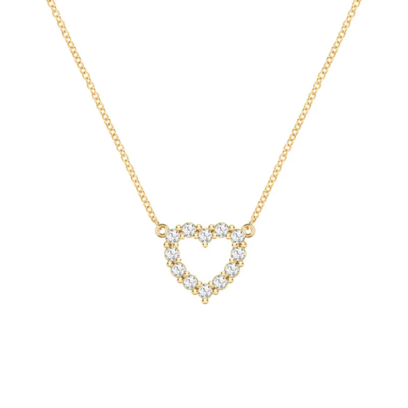 Personalized Rosecliff Small Heart Birthstone Necklace in 14k Gold sold by Haverhill