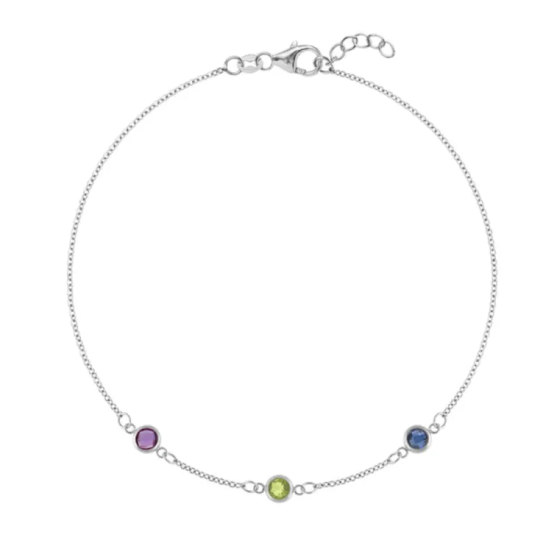 Personalized Classic 3 Birthstone Bracelet in 14k Gold sold by Haverhill
