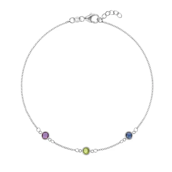 Personalized Classic 3 Birthstone Bracelet in 14k Gold sold by Haverhill
