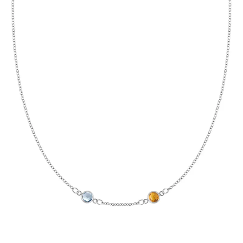 Personalized Classic 2 Birthstone Necklace in 14k Gold (Centered) sold by Haverhill