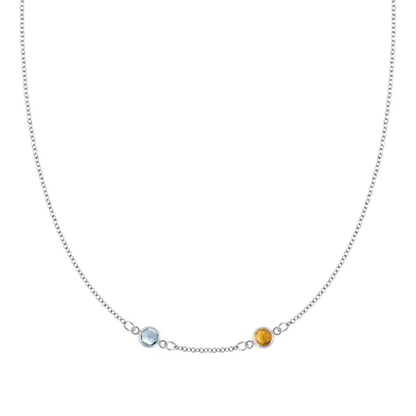 Personalized Classic 2 Birthstone Necklace in 14k Gold (Centered) sold by Haverhill