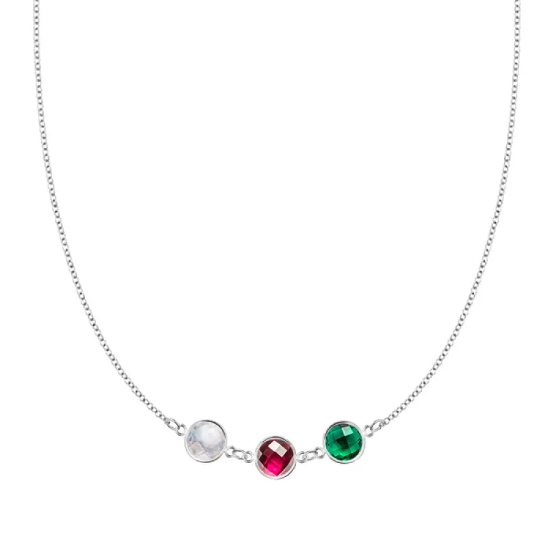 Personalized Grand 3 Connected Birthstone Necklace in 14k Gold sold by Haverhill
