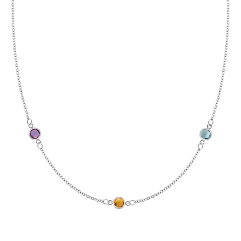 Personalized Classic 3 Birthstone Necklace in 14k Gold sold by Haverhill