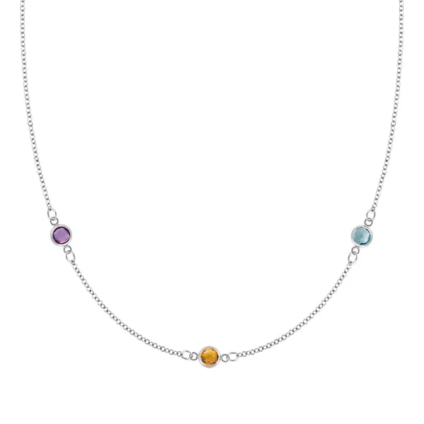 Personalized Classic 3 Birthstone Necklace in 14k Gold sold by Haverhill